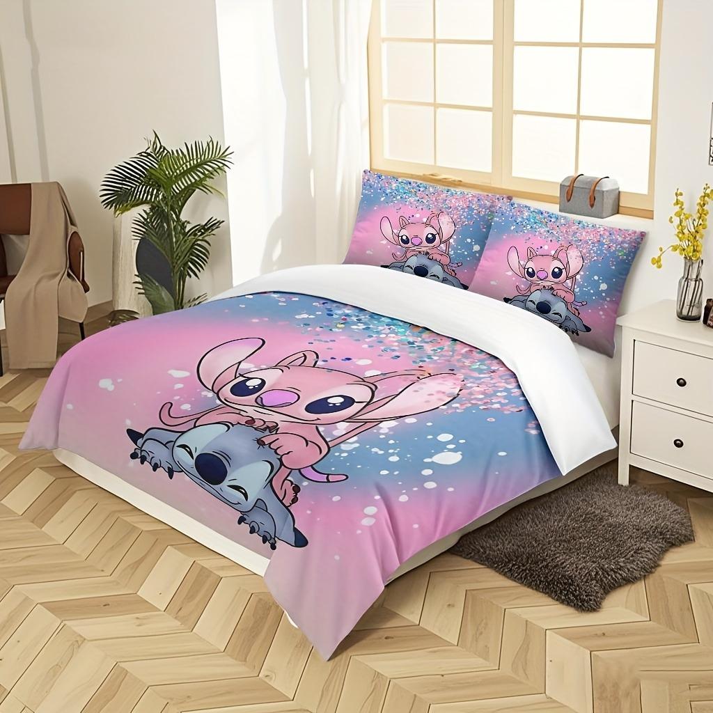 Zestaw pościeli do sypialni z nadrukiem Stitch poszewka na kołdrę Prezenty świąteczne Komfortowy Kreskówka Z poszewką na poduszkę odpowiedni dla dzieci i dorosłych
