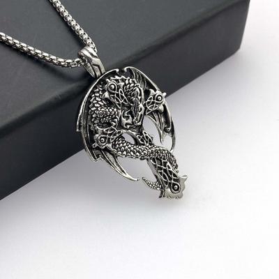 Skull Dragon Pendant, Retro Titanium Steel Necklace Sweater Chain Accessories