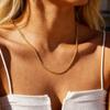 Layer Basic Chains Necklace for Women, 18K Gold Plated Stainless Steel Lips Round Bead Curb Twist Rope Chain Necklace Waterproof