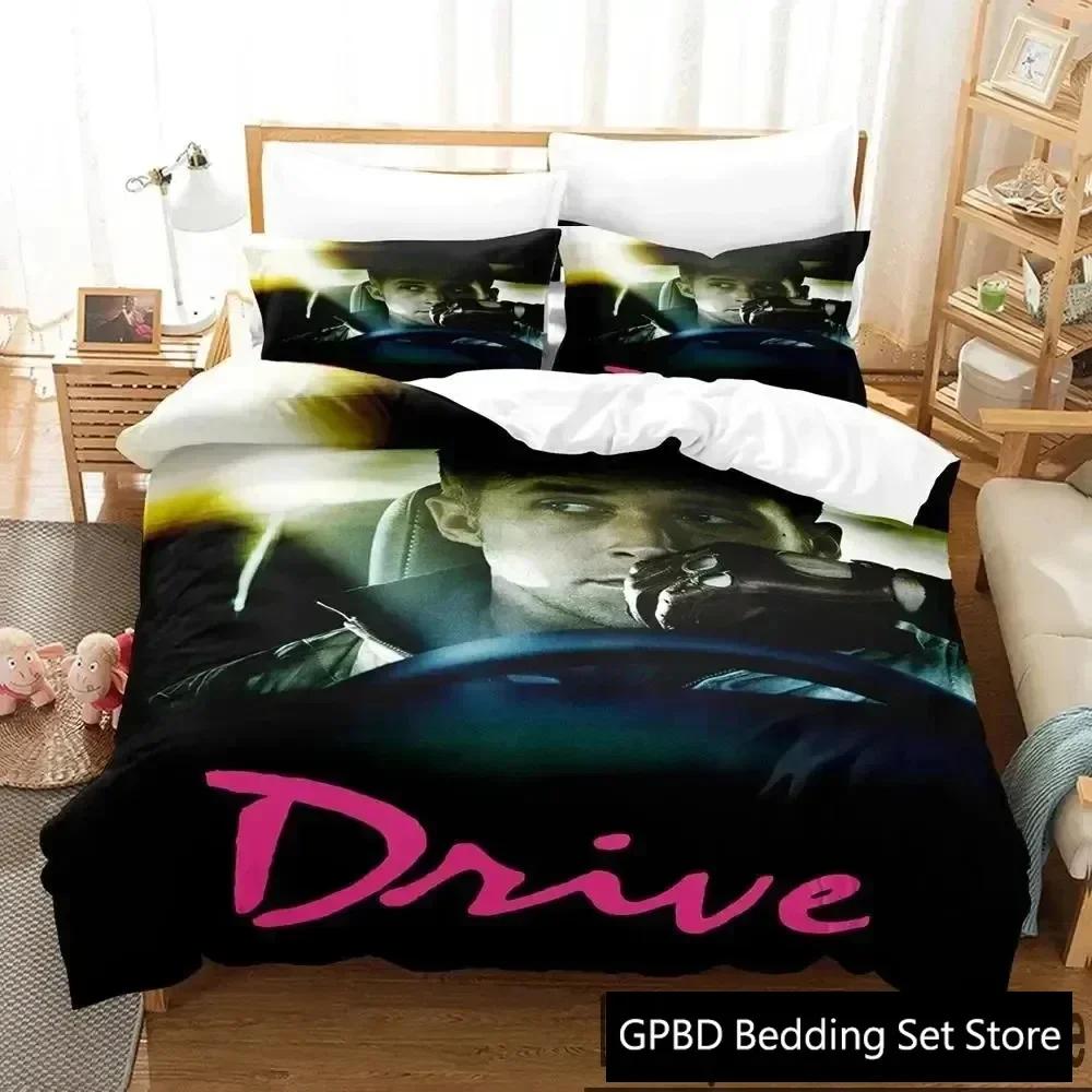 3D Print Drive Ryan Gosling Comfortable Duvet Quilt Cover Pillowcase Bedding Set Children Bedroom Decoration Home Textile