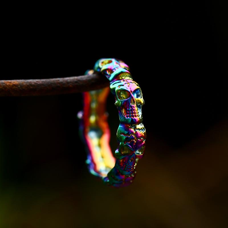 Titanium Steel Skull Head Ring Punk Style Fashion Jewelry