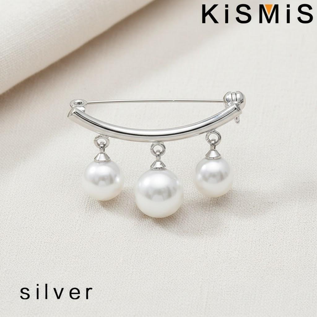 

Fashion Pearl Brooch for Women Three Pearls Arc Pin Work Clothes Cardigan Anti Exposure Accessory Jewelry Set Popular серебряный