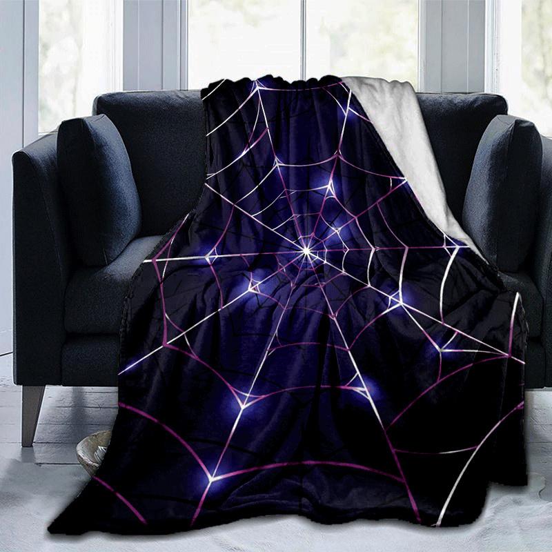 1pc Spider Web Printing Lightweight Flannel Blanket, Comfortable and Warm Blanket, for Camping Sofa Bed and Couch Office, Suitable for Gift B