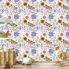Wallpaper Flowers White and Blue for Living Room and Bedroom 50x1000