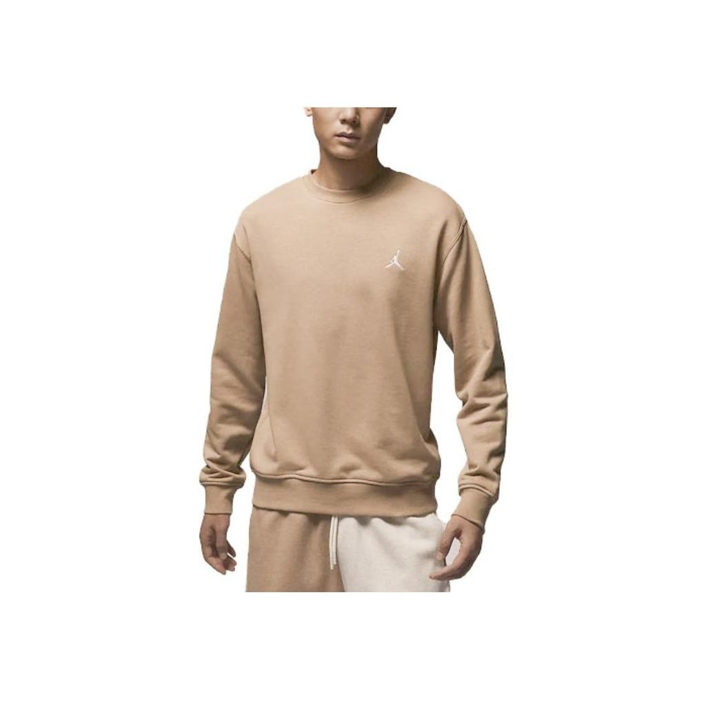Jordan Essentials Solid Logo Loose Round Neck Long Sleeve Sweatshirt Men Tops Khaki FQ1865-200