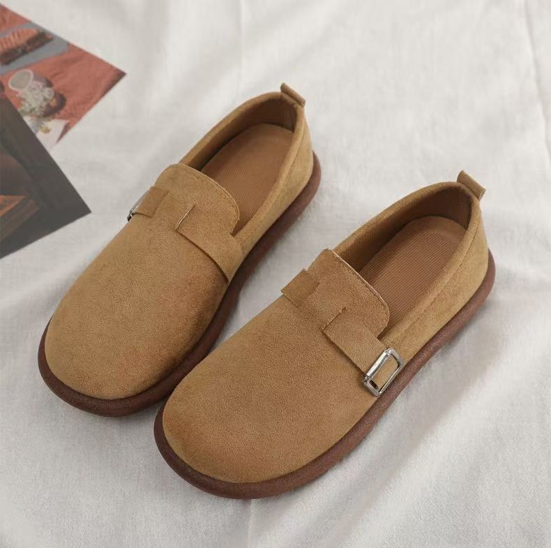 Women's Retro New Doudou Flat-bottomed Non-slip Skirt Soft-soled Single Shoes