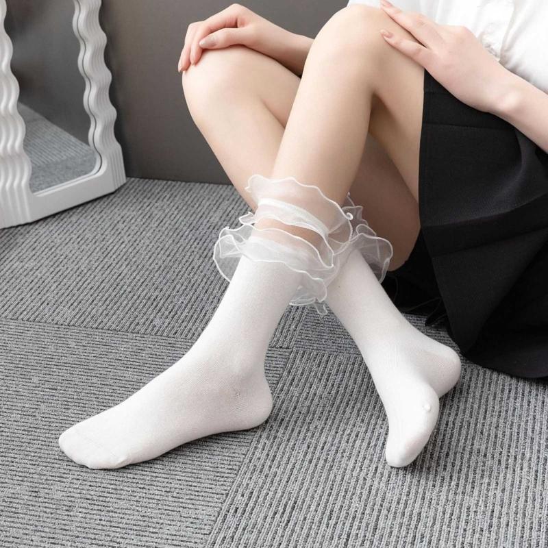 1 Pair Lace Ruffle Style Socks Cute Socks Girls Breathable Cotton Cute Lolitas Socks Sexy Womens Summer Short Thin Socks