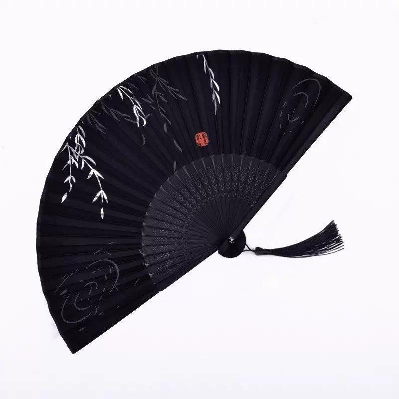 Handmade Retro Bamboo Folding Fan for Men, Fan, Mysterious Black Hollow Bamboo Fan, Simple Everyday Bamboo Fan
