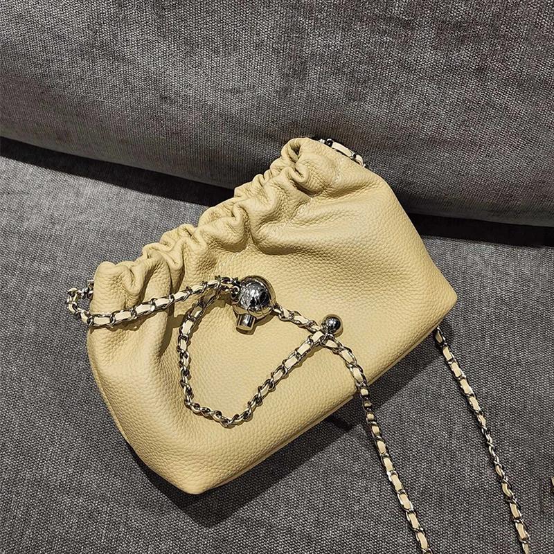 Genuine Cowhide Women's Bags Unique Shoulder Bag Small Soft Celebrity Style Luxury Elegant