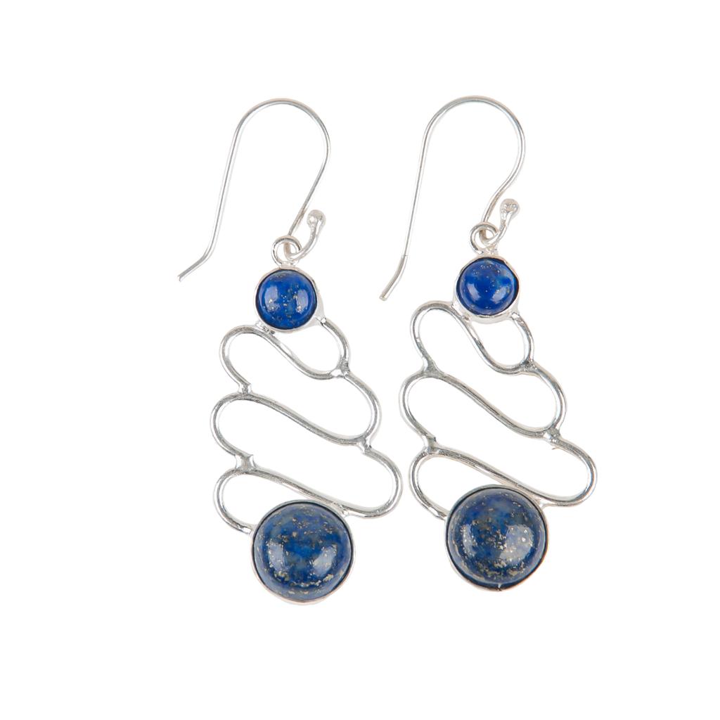 Rare Lapis Lazuli Gemstone 925 Sterling Silver Jewelry Handmade Earrings 2.13" EE-84-23