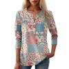 Women's Fashion Casual Three-quarters Sleeve V Neck Floral Print Top