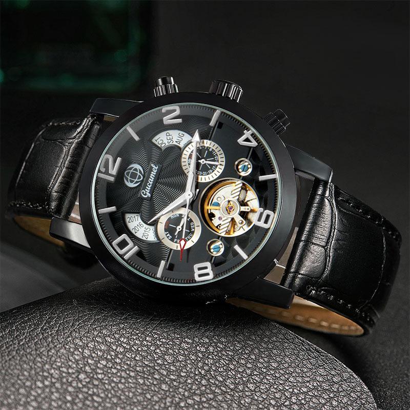 New Top Brand Men's Automatic Mechanical Watch Tourbillon Belt Business Automatic Mechanical Watch Perpetual Calendar Men's Watch