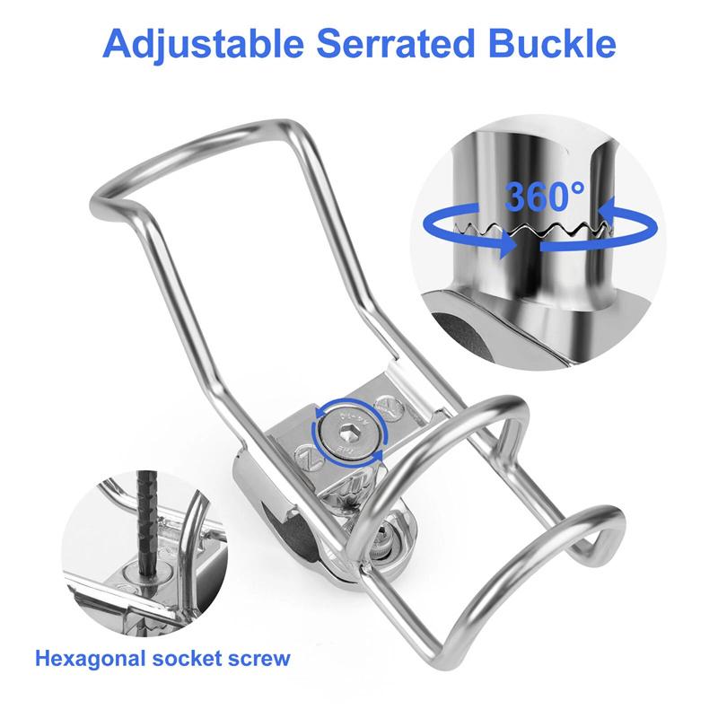 316 Stainless Steel Rail Mounted Clamp On Rod Holder Double Wire For Fishing Boat Kayak 25Mm Marine Fishing Rod Holder