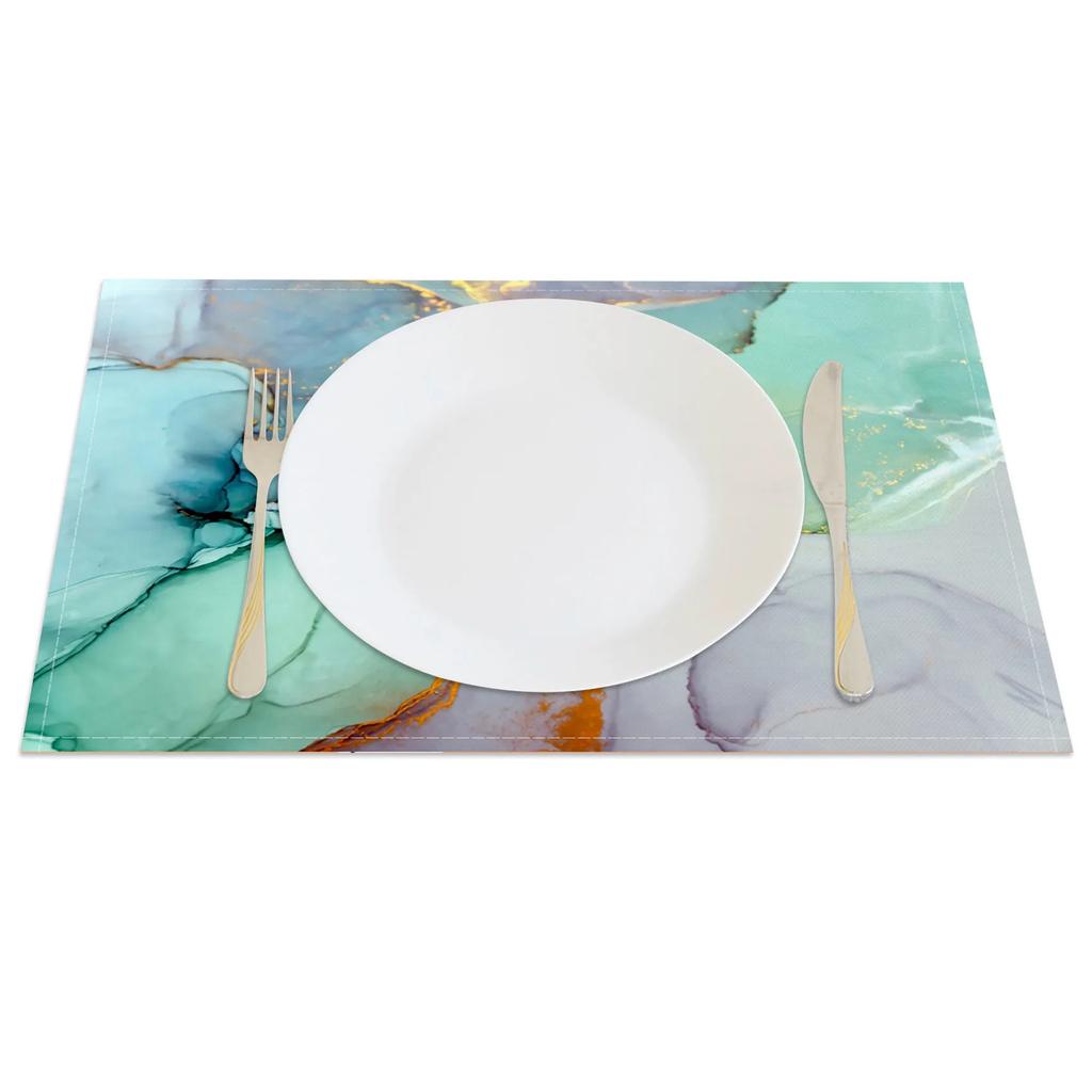 1PC Abstract Art Table Mats Modern Marble Ink Wash Pattern Waterproof Heat Placemats Dining Table Table decoration