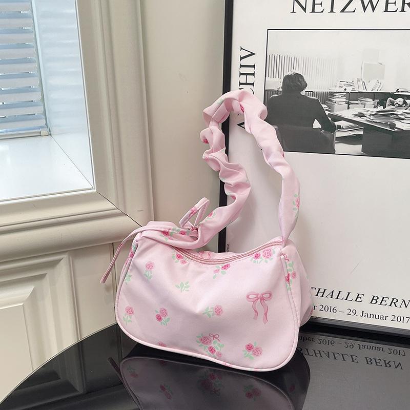 Japanese Style Ruffle Polyester Shoulder Bag Sweet Women's Armpit Handbag CLE