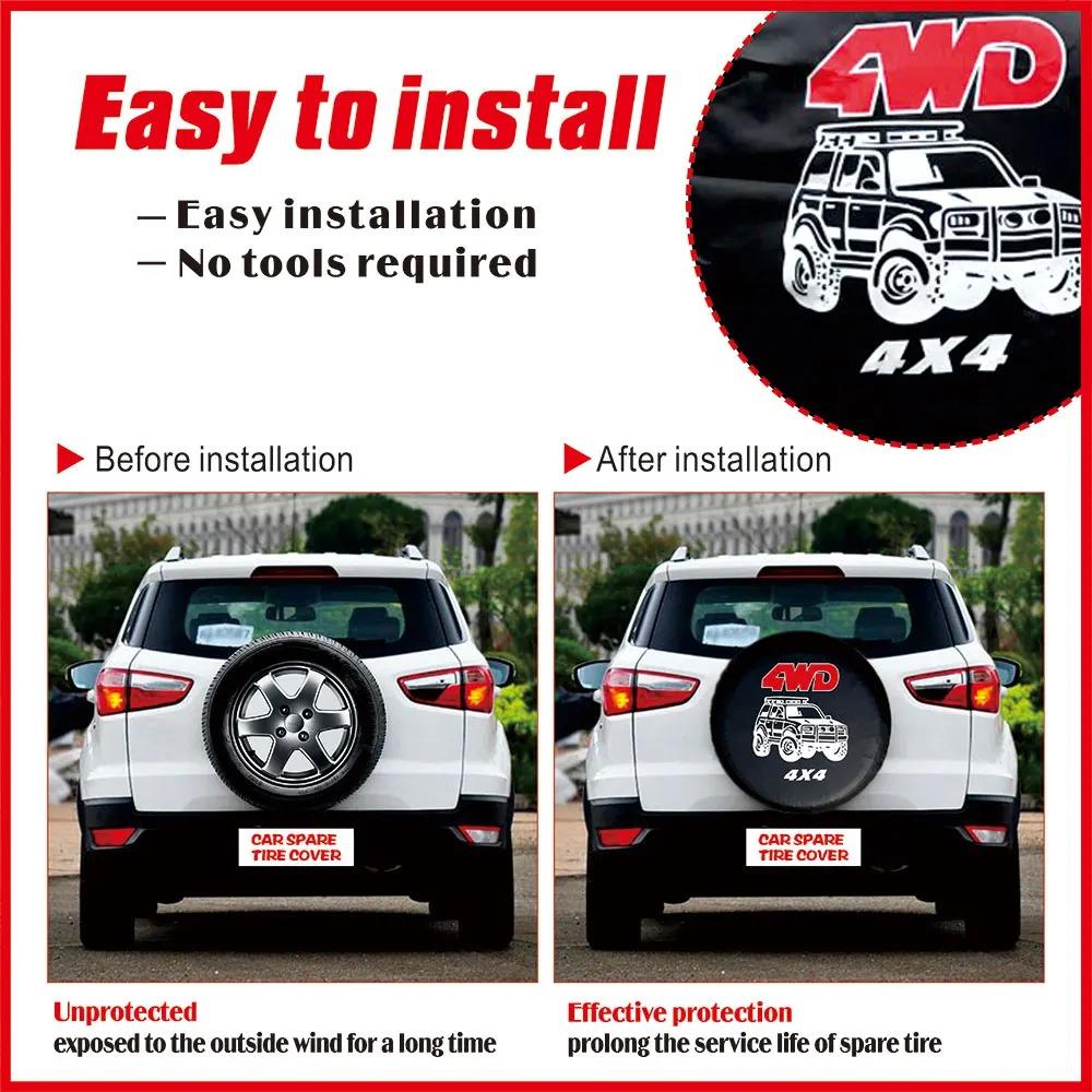 14" 15" 16" 17" Inch 4WD 4x4 PVC Leather Spare Wheel Tire Cover Case Bag Pouch Protector Car Tyres 14 Inch For Jeep Hummer