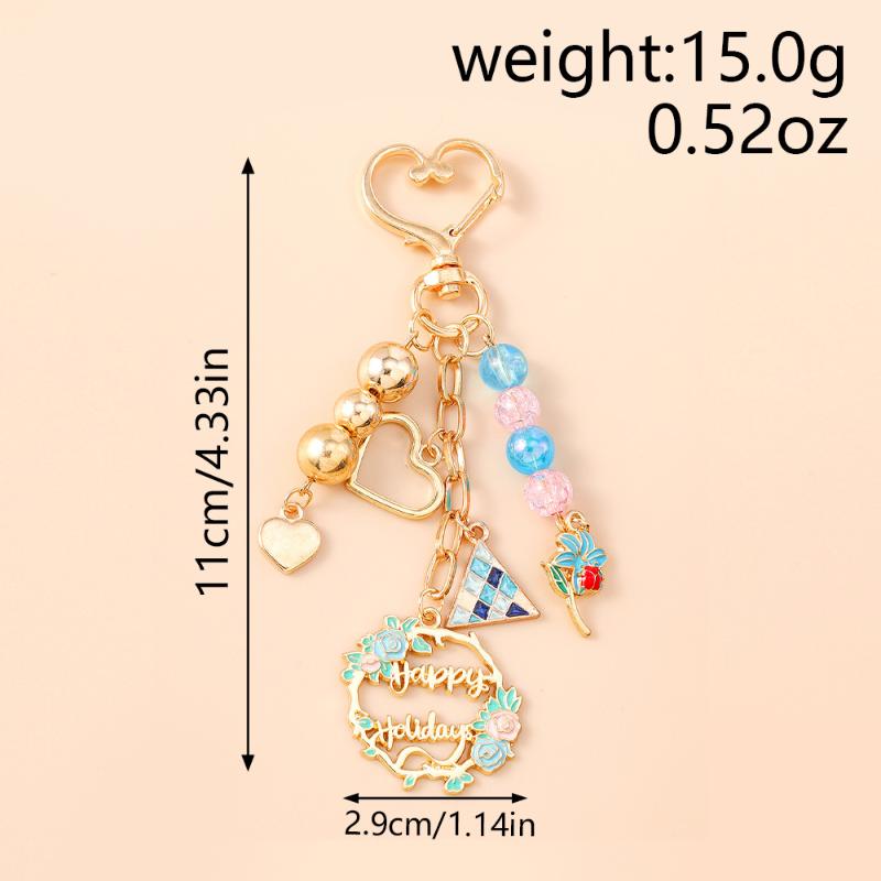 Cute Enamel Garland Keychain Women Girls Flowers Key Ring Pendants Handbag Decor Diy Handmade Jewelry Gifts