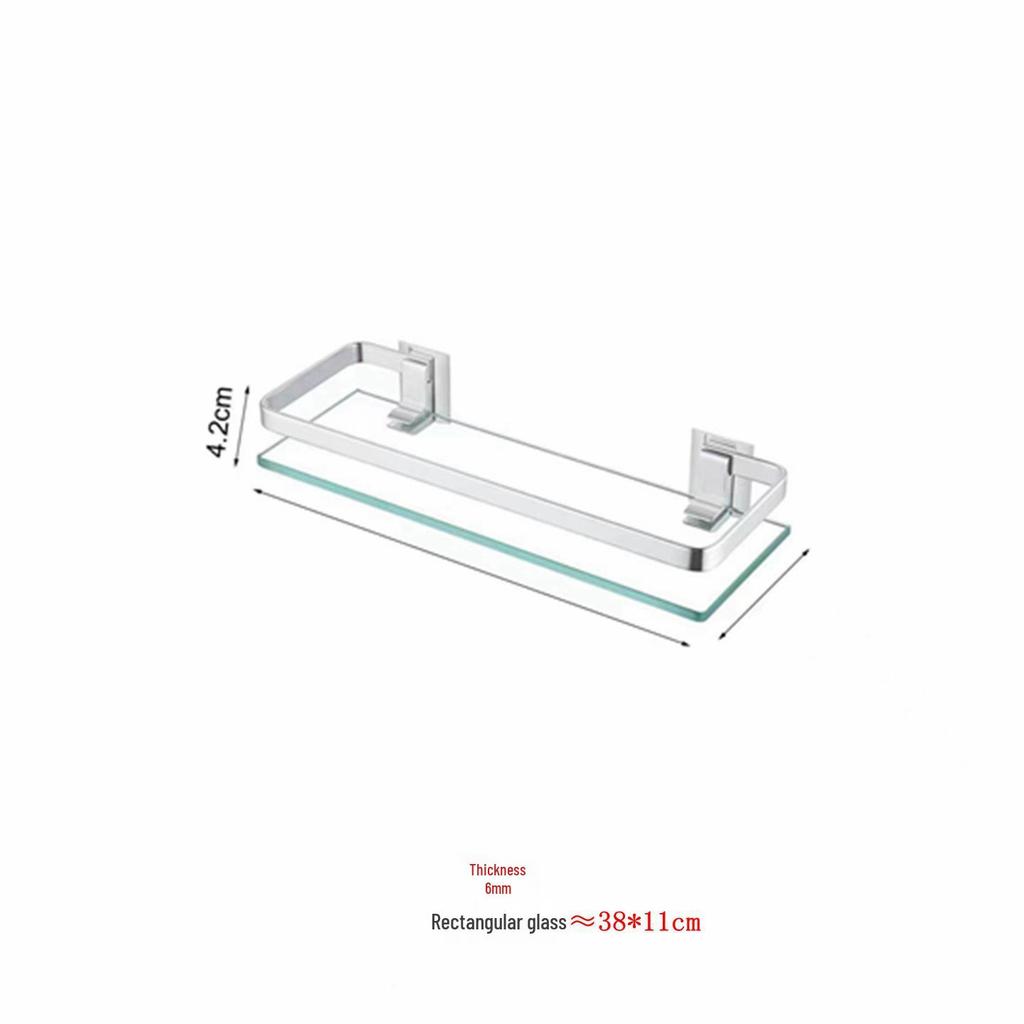 Rectangular Tempered Glass Shelf - Multi-Layer Space Aluminum Bathroom Storage