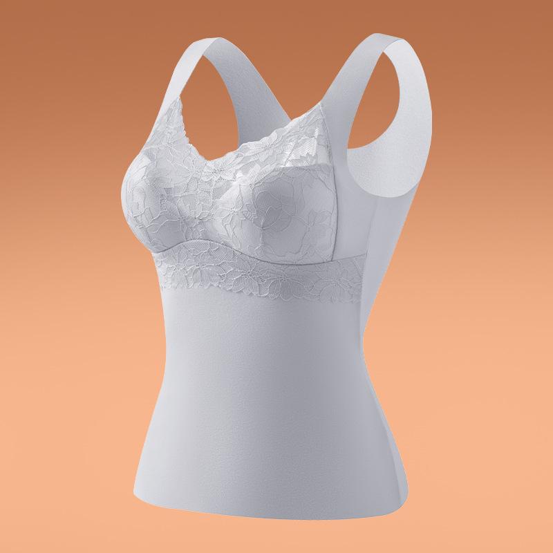 Women's Seamless German Velvet Warm Vest with Built-in Bra