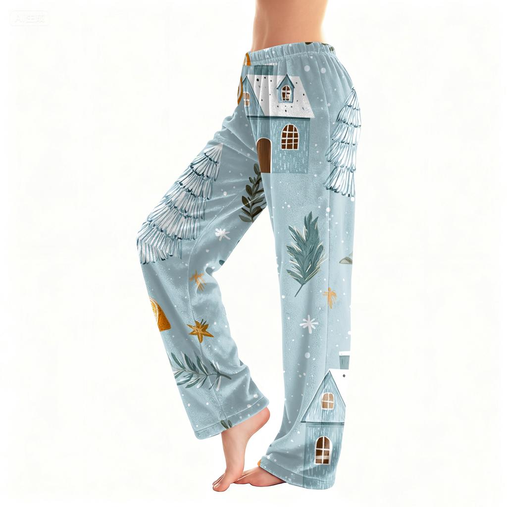 Women's Casual Fashion Christmas Printed Flannel Pants Pajama Pants