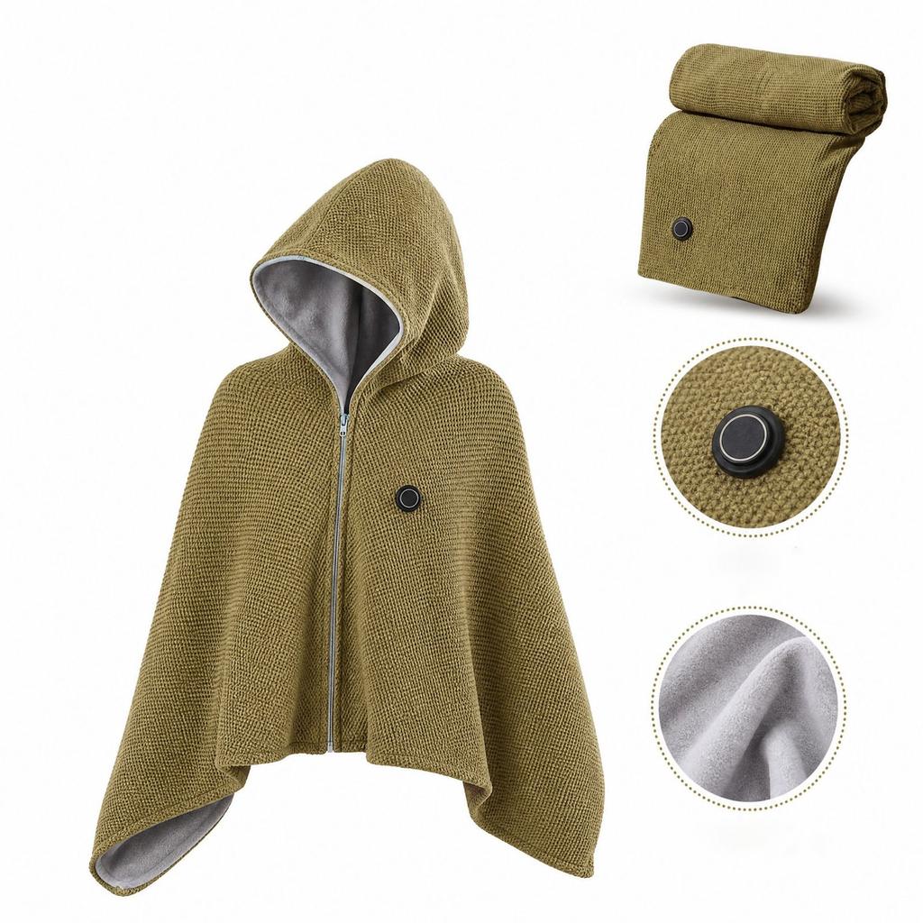 Heated Hooded Blanket for Car, Outdoor and Use