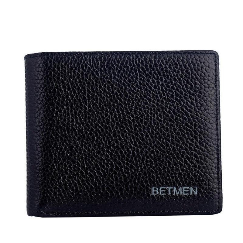 

Модный мужской кошелек из натуральной кожи, тонкий бифолд, держатель для кредитных карт чёрный