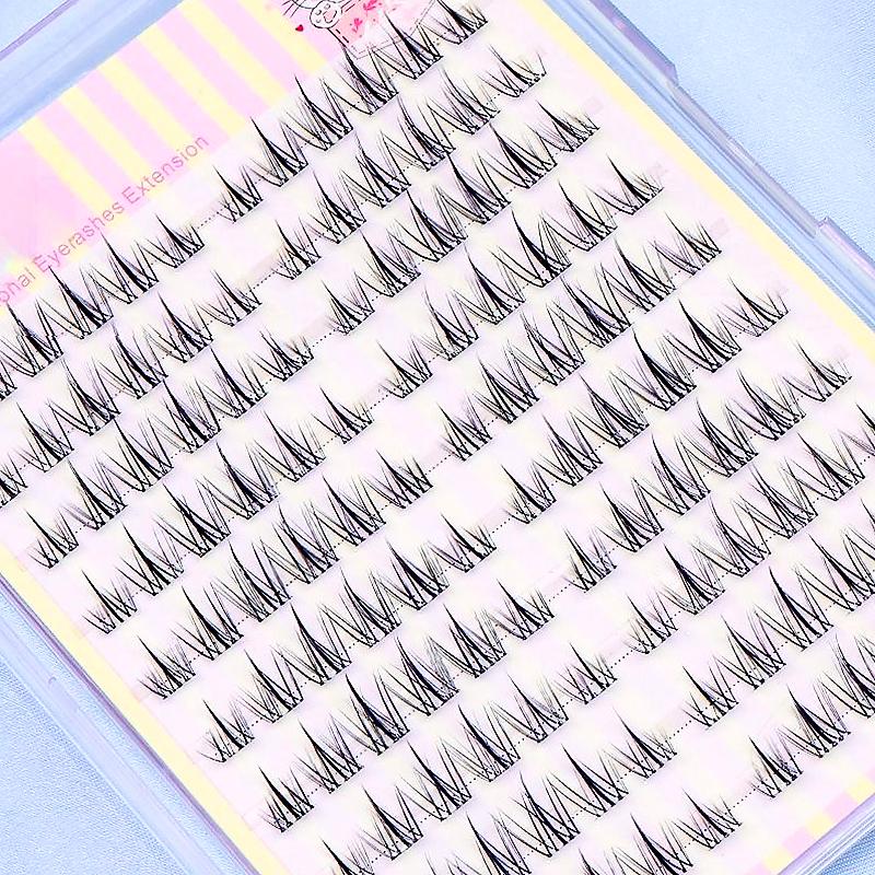 10 Filas/Caja Belleza de Pestañas Pestañas en Grupo para Ojos Pestañas Individuales DIY Estilo Coreano Cosplay Fibra Artificial Negro