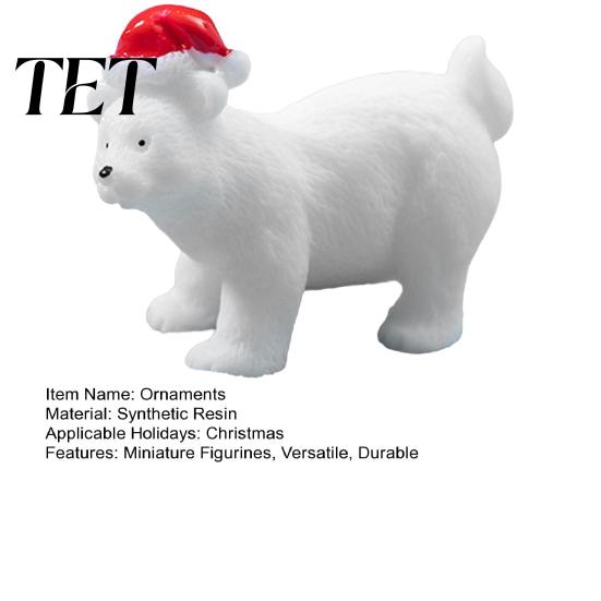 Holiday Display Ornaments Miniature Polar Bear Figurines, Durable Synthetic Resin Animal Indoor Outdoor Statues Ornaments, Decorative Accents
