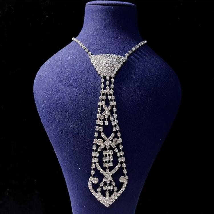 Rhinestones Tie Necklace Tie For Wedding Galas Business Occasion Comfortable Neckwear With Sparkling Shining Design