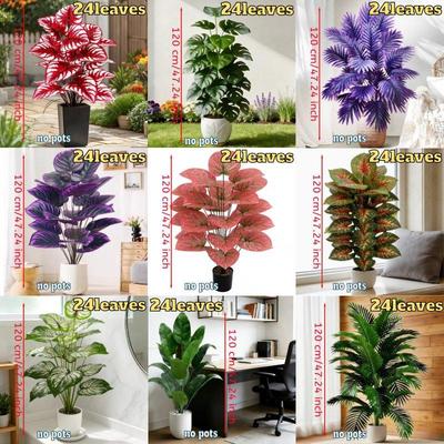 A Large Artificial Malaysian Ironwood Plant 47.24 Inches Tall With 24 Realistic Leaves Made Of Durable Plastic Suitable For Indoor/outdoor Decoration