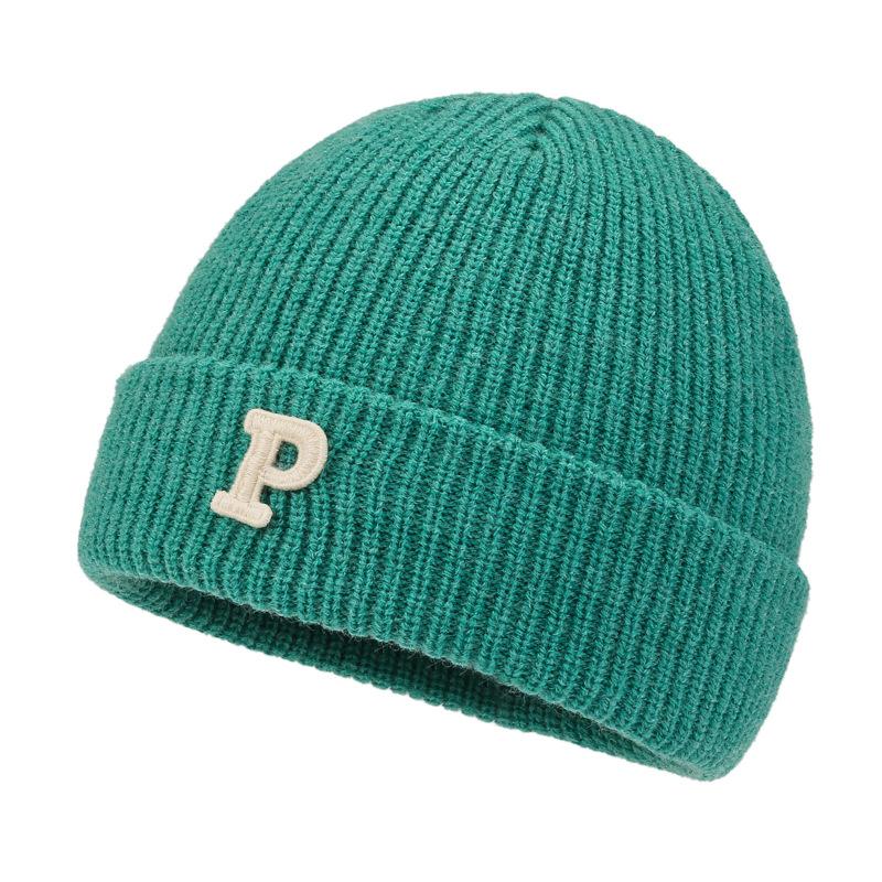 Winter Knitted Hat for Women Warm Pullover Hat P Shaped Bag Head Trendy Face Small Korean Version Wool Hat Men