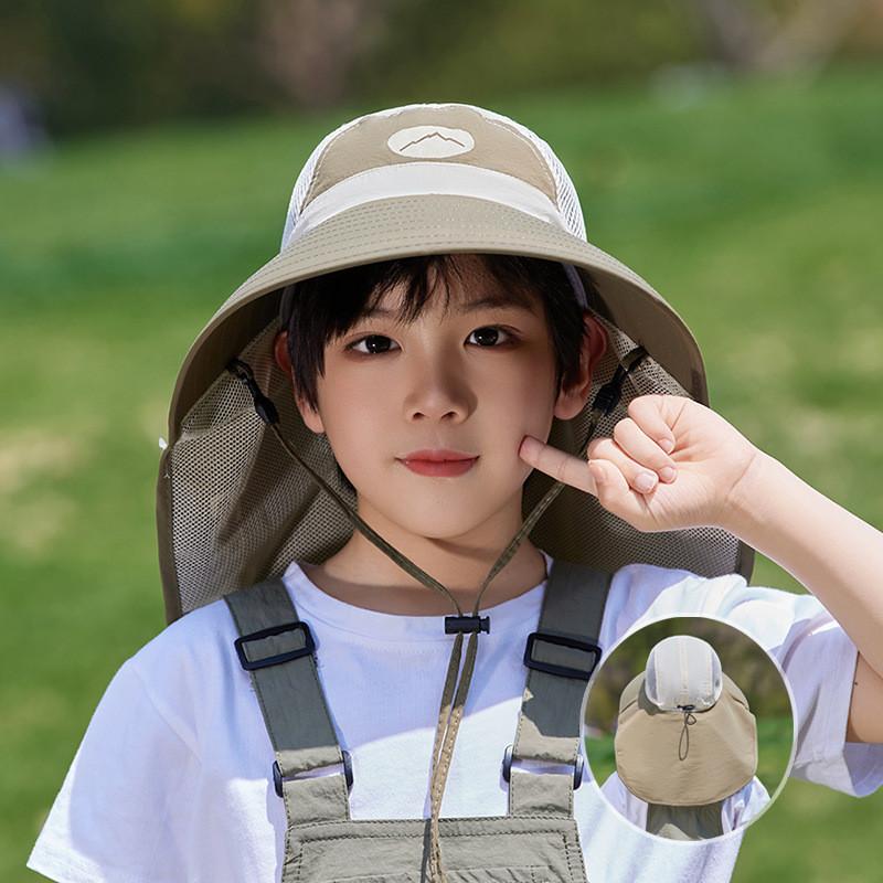 

Summer Kids Sun Hat With Large Brim And Waterproof Nylon For Outdoor Play Army Green