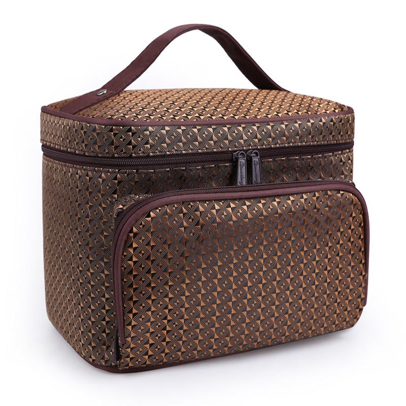 Foldable Jacquard Fabric Large Women's Makeup & Jewelry Travel Toiletry Bag