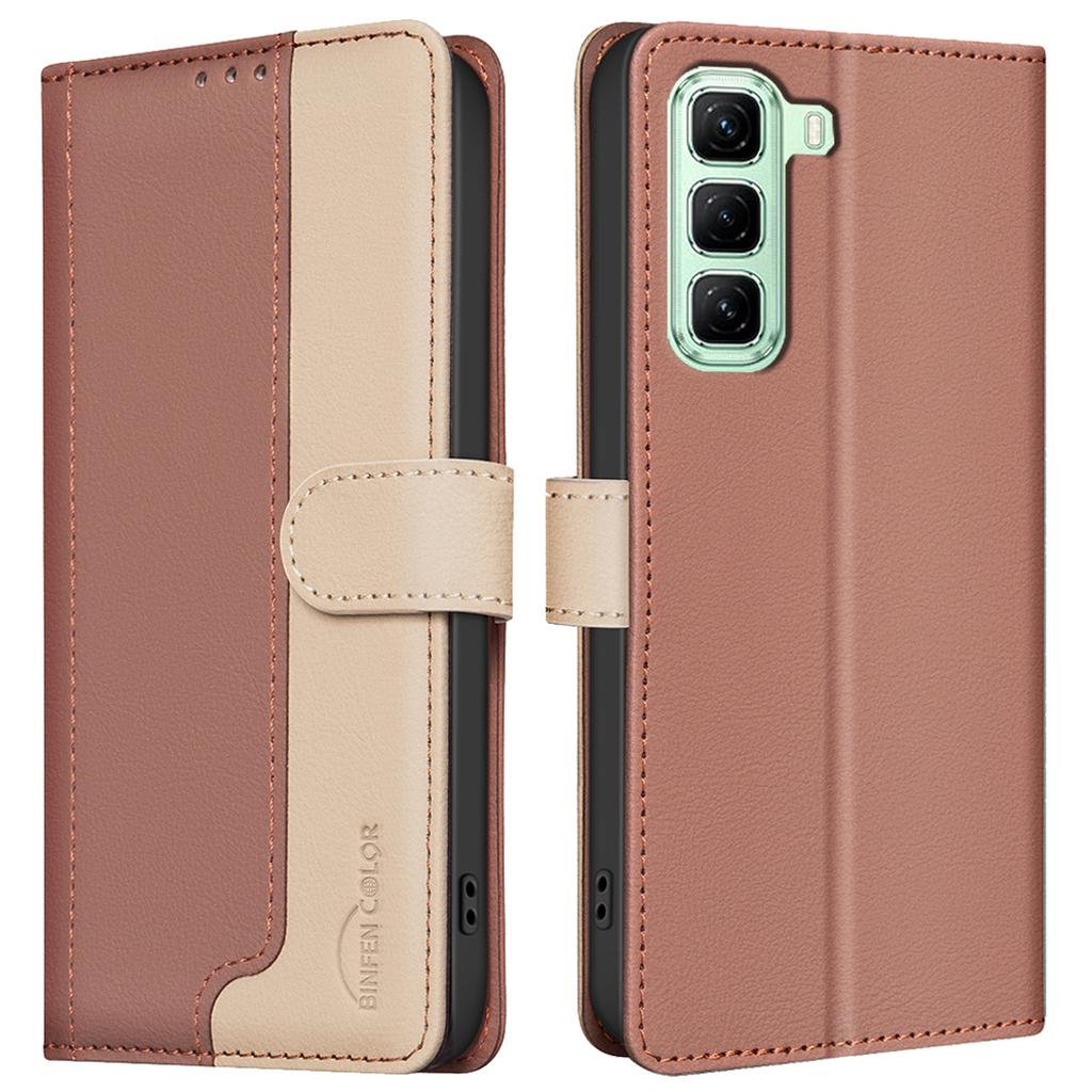 BINFEN COLOR BF33 for Infinix Hot 50 5G Leather Case Splicing Color RFID Blocking