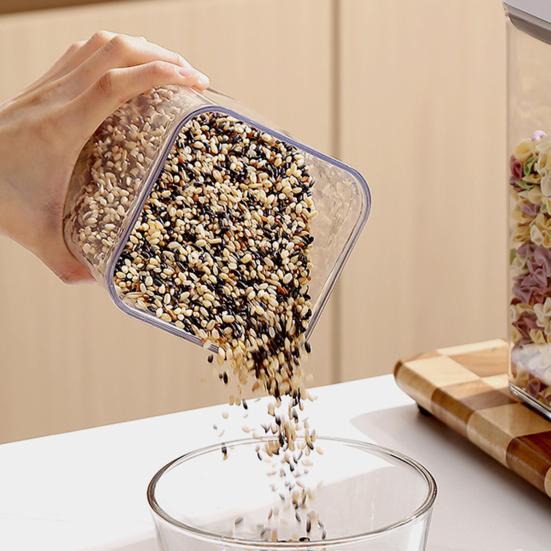 Airtight Food Container with Pop Lid Stackable Kitchen Pantry Organizer One Button Opening Flour Sugar Container for Cereal Rice Flour Pasta Snacks