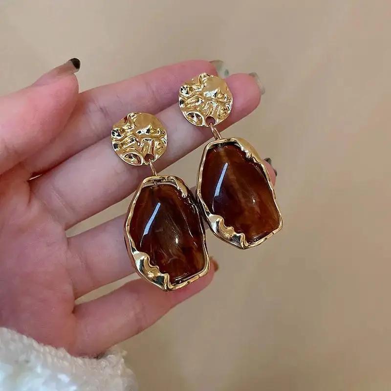 Fashion Pendant Earrings Trend Vintage Geometry  for Women  2022 Korean Jewelry Bohemia Acrylic Accessories Party Gift