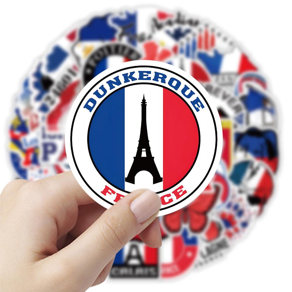 50 Cartoon French Logo Graffiti Stickers for Notebooks, Handbooks, Stationery Boxes, Guitar Handles, Waterproof Stickers