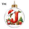 Festive Party Decor Accessories 26?Letter Acrylic Christmas Ball Ornament, 3D Crystal Style Alphabet Winter Holiday Supplies Hanging Pendant,