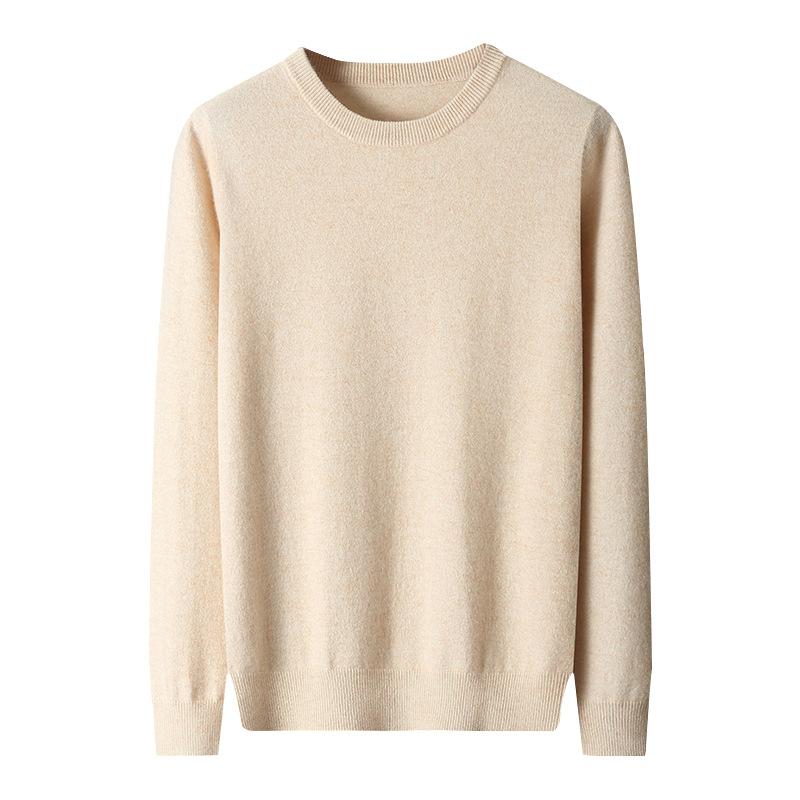 Herren Pullover mit Rundhalsausschnitt aus reiner Kaschmirwolle Herbst und Winter Wollpullover für mittlere und junge Leute Verdickt Vielseitiges Unterhemd Trend
