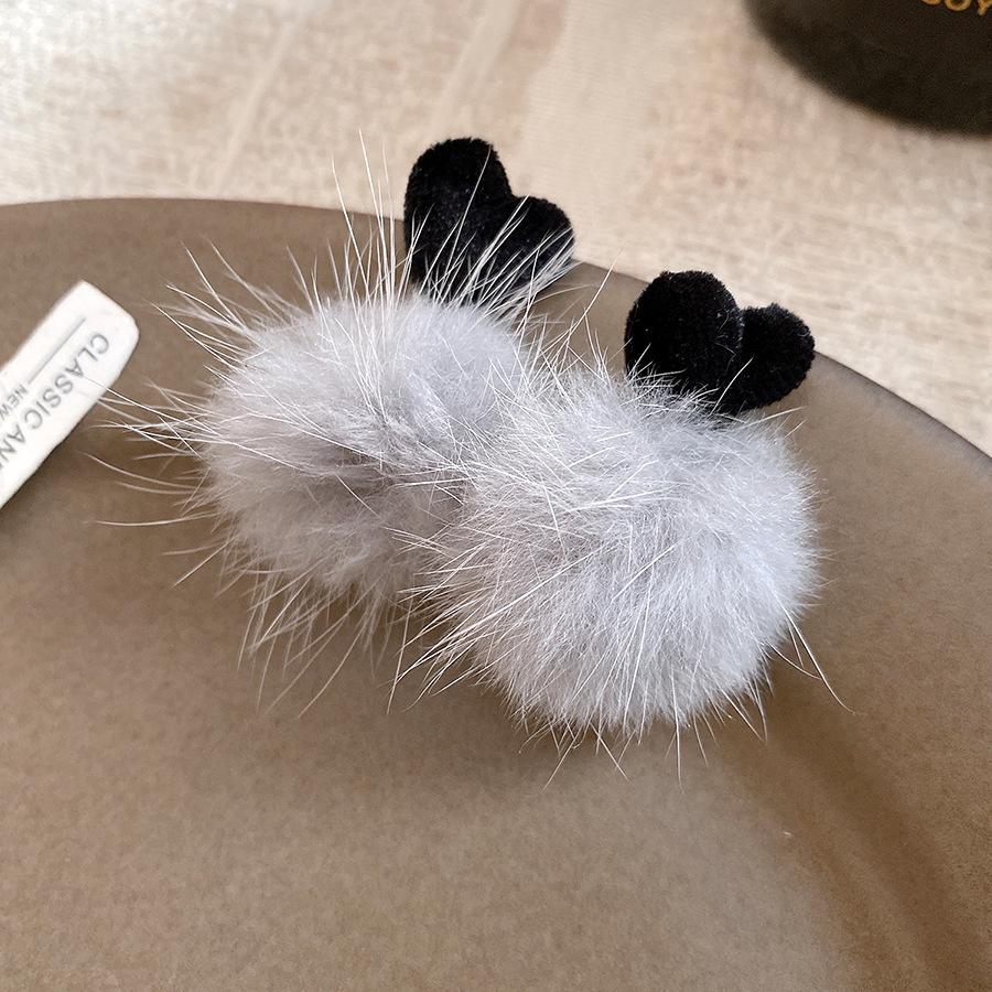 Sweet and gentle fabric love hairball earrings studs retro versatile earrings women