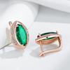 Roségoldfarbene einfache Hängeohrringe für Damen Mode Rhombus Grün Natürlicher Zirkon Vintage Hochzeitsschmuck