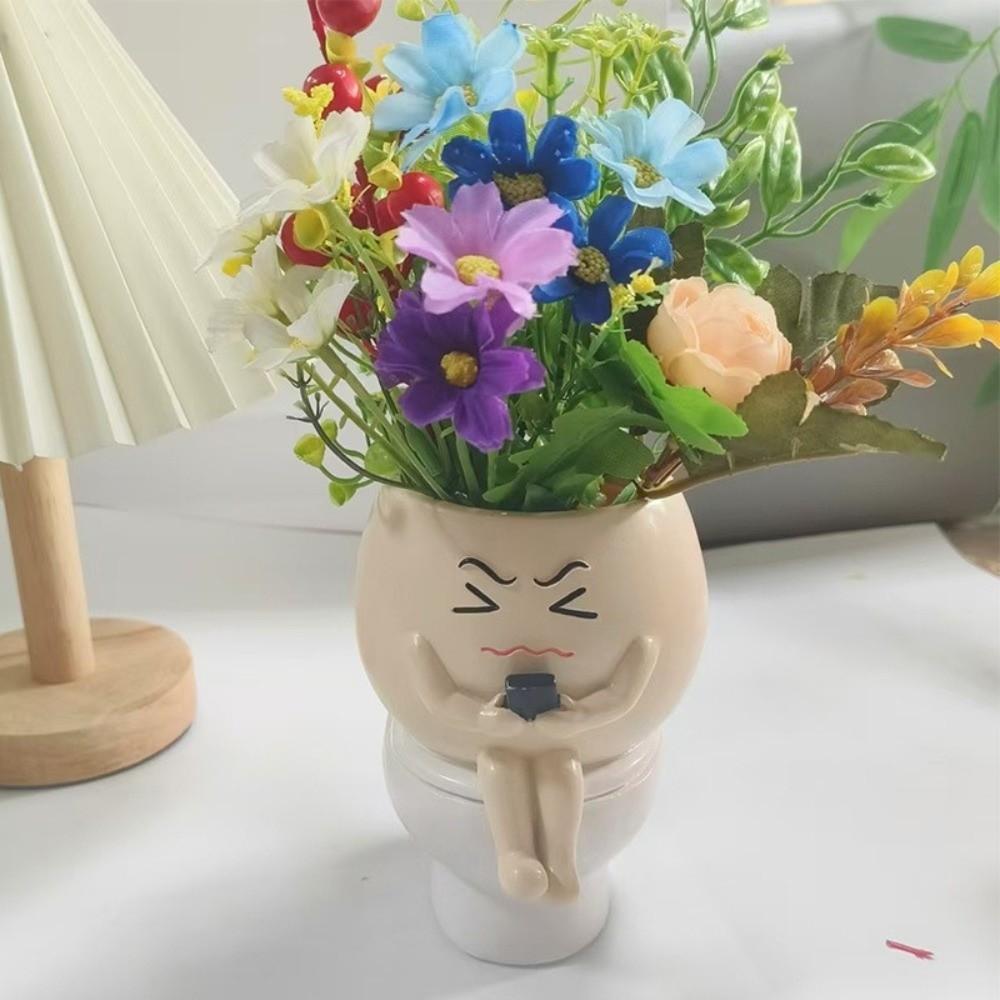 Cartoon Flower Planter Resin Plant Cultivation Pot Table Decor Plant Growing Container Office