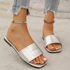 2024 New Slippers Leather Women Sandales Open Toe Flat Casual Slide Summer Outdoor 36-43