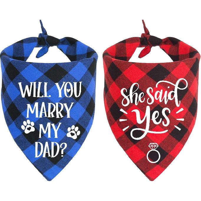 YHTWIN Lovely Dog Wedding Bandana, Will You Marry My Daddy Dog Bandana, Dog Engagement Announcement Dog Bandana for Dog Lovers Owner Gift, Pack of 2