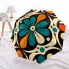 1pc Symmetry Floral Pattern Automatic Folding Umbrella - Design, Durable Iron Frame for Travel, Outdoor, Beach Fashion Accessory a0920038