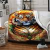 1pc Tiger Flame Design Blanket Lightweight Flannel Blanket Throw Blanket For Sofa, Bed, Travel, Camping, Livingroom, Office, Couch, Chair, And Bed yy2