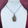 Spiny Oyster Copper Turquoise Pendant Copper Wire Wrapped Gemstone Pendant Handmade Birthstone Pendant Copper Wire Jewelry Gifts for Friend