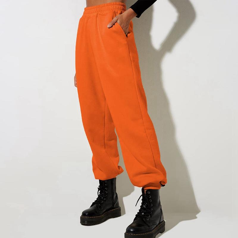 Women Loose Casual Sweatpants High Waist Solid Color Jogging Pants