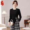 Elegant Spring Plaid Blouse & Trousers Set for Middle-Aged Women