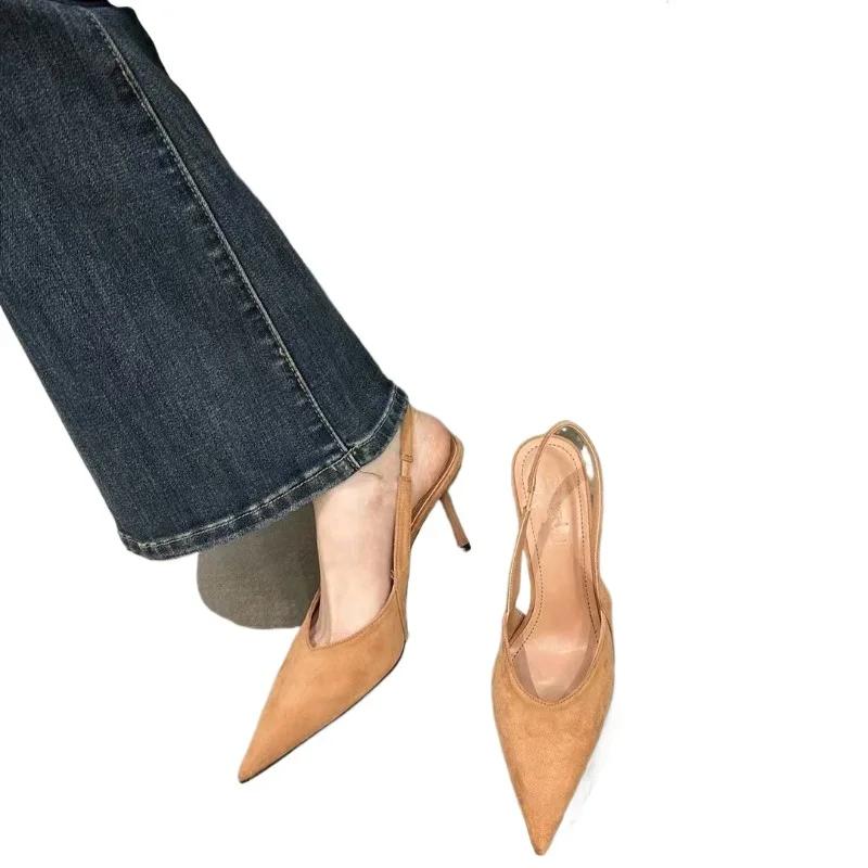 Moda 2025 Lato Damskie Buty Wsuwane Damskie Wysokie Obcasy Seksowny Panterkowy Wzór Biuro Kariera Nowe Czółenka do Sukienki Party Szpiczaste Sandały